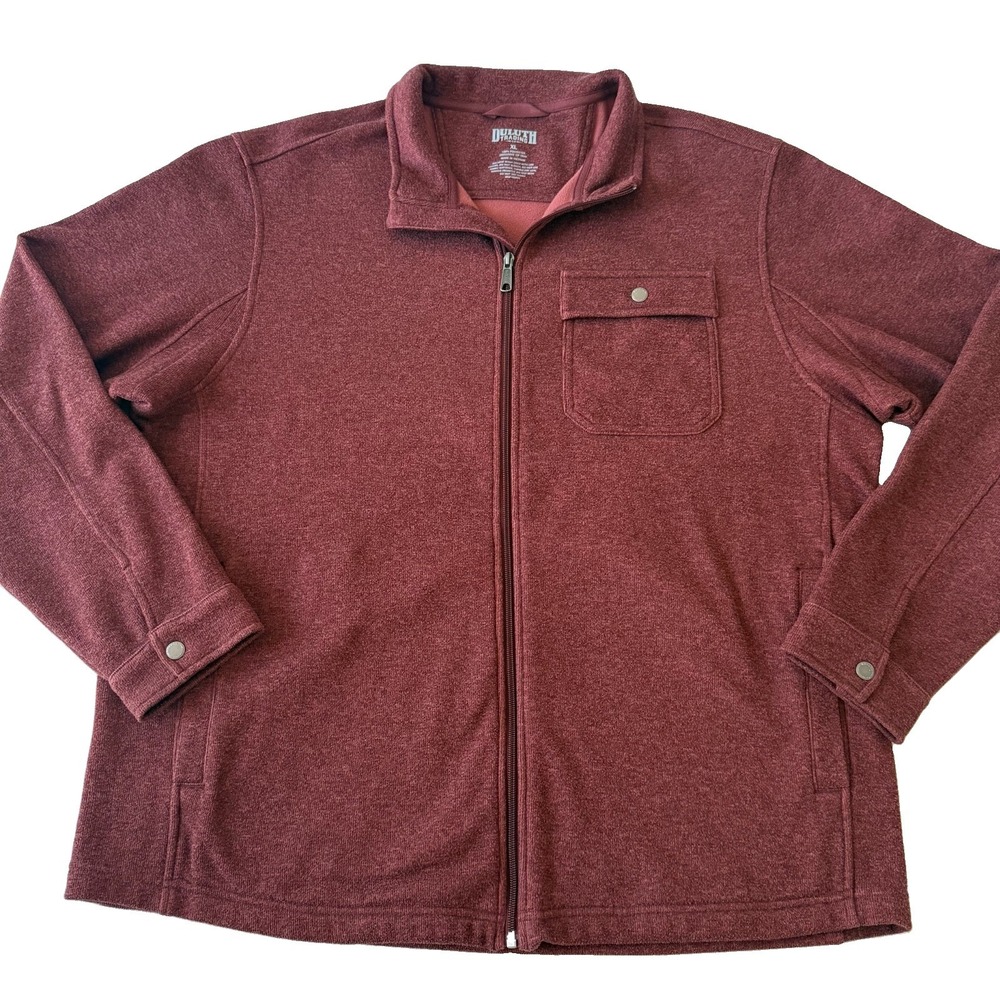 Duluth Trading Co Men's Red Fleece Full Zip Jacket Stretch Mock Neck Outdoor XL